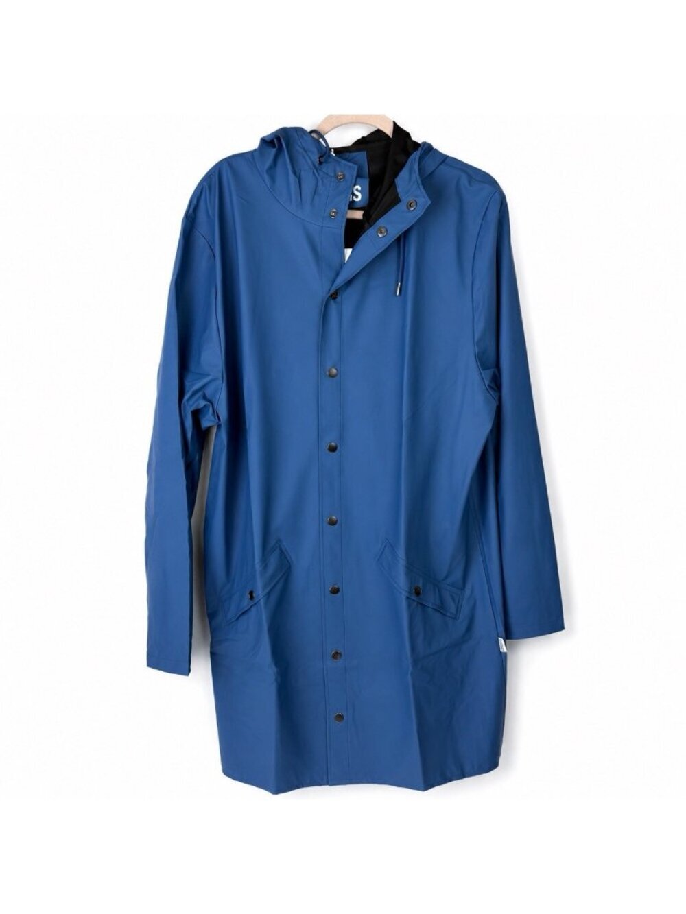 RAINS Long Jacket W3 L NWT Pulse Blue Waterproof Unisex Hooded Raincoat $125